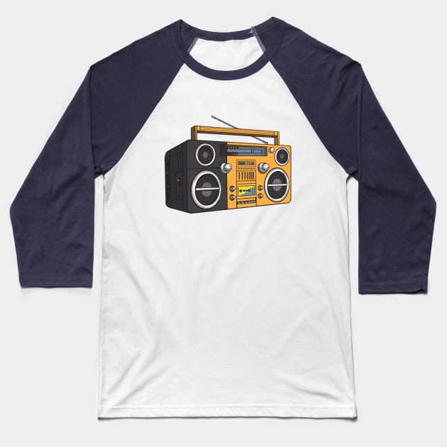 Boombox (Yellow Orange + Ship Gray Colorway) Analog / Music Baseball T-Shirt by Analog Digital Visuals